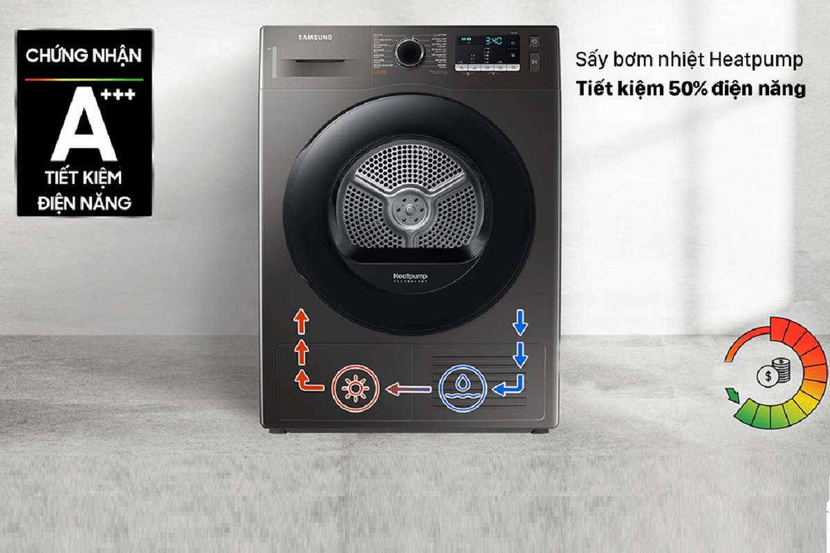 Nơi bán Máy sấy quần áo bơm nhiệt Samsung 9 kg DV90BB9440GH/SV chính ...